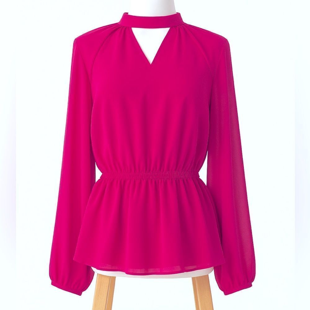 SMALL Express Hot Pink Blouse with Elegant Design cutout back